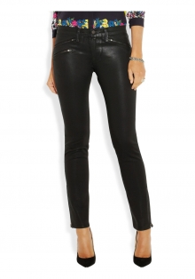 Coated mid-rise skinny jeans