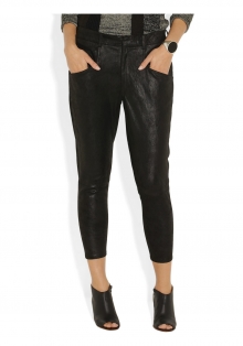 Patina brushed stretch-leather pants