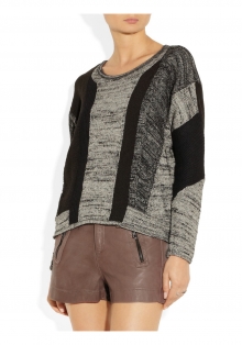 Color-block linen-blend sweater