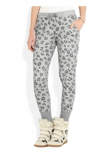 Leopard-print jersey track pants