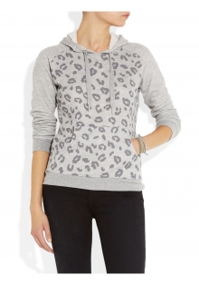 Leopard-print hooded jersey sweatshirt