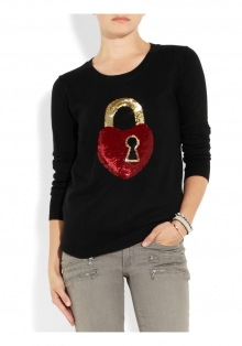 Key To My Heart sequined merino wool sweater