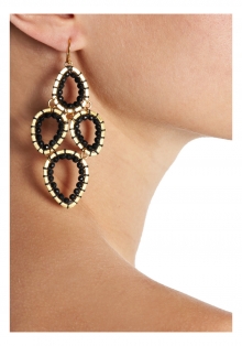 Gold-plated onyx earrings